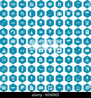 100 water recreation icons sapphirine violet Stock Vector