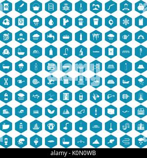 100 water supply icons sapphirine violet Stock Vector