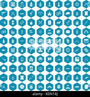100 weapons icons sapphirine violet Stock Vector