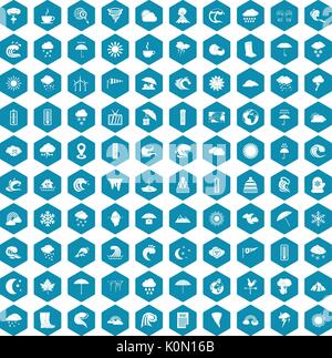 100 weather icons sapphirine violet Stock Vector
