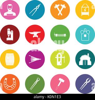 Blacksmith icons many colors set Stock Vector