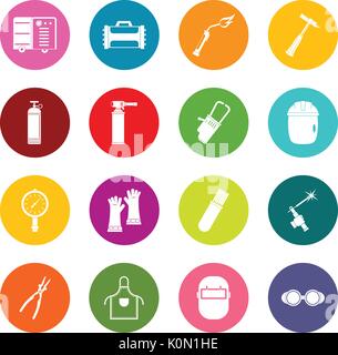 Welding icons many colors set Stock Vector