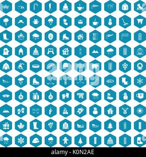 100 winter icons sapphirine violet Stock Vector