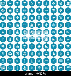 100 winter holidays icons sapphirine violet Stock Vector