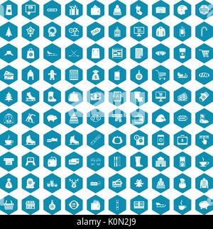 100 winter shopping icons sapphirine violet Stock Vector