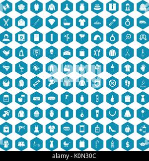 100 woman icons sapphirine violet Stock Vector