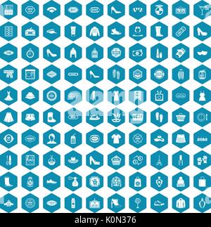 100 woman shopping icons sapphirine violet Stock Vector