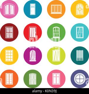 Plastic window forms icons many colors set Stock Vector
