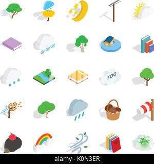 Woodland icons set, isometric style Stock Vector