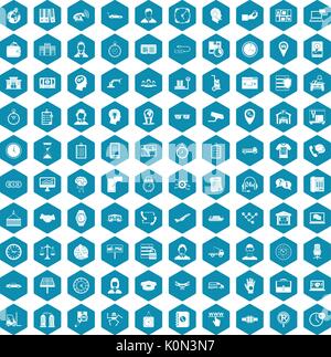 100 working hours icons sapphirine violet Stock Vector