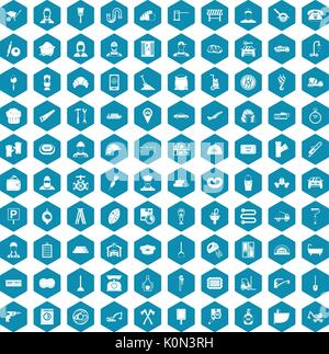 100 working professions icons sapphirine violet Stock Vector