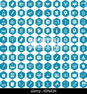 100 work space icons sapphirine violet Stock Vector