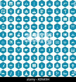 100 world tour icons sapphirine violet Stock Vector