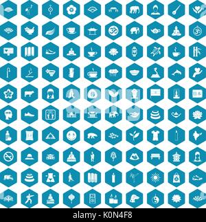 100 yoga icons sapphirine violet Stock Vector