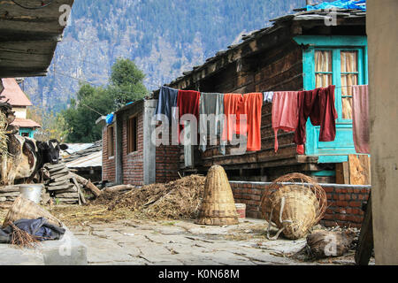 A typical Chamba Valley village near Hadsar Stock Photo