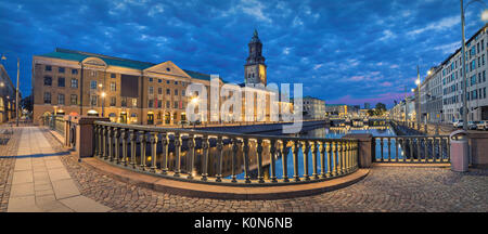 Panoramic view on the embankment from Residence bridge in the evening in Gothenburg, Sweden Stock Photo