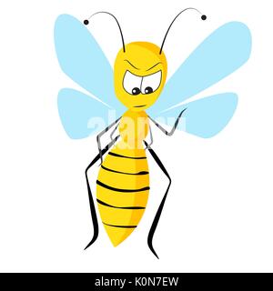 vector illustration of  not so happy wasp on white background Stock Vector