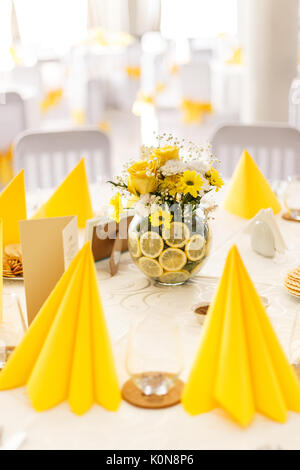 Table set for wedding or another catered event dinner Stock Photo