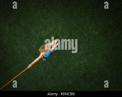 Javelin thrower, top view Stock Photo