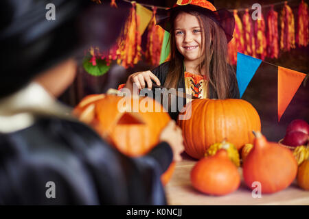 Carving a pumpkin is a typical American culture Stock Photo
