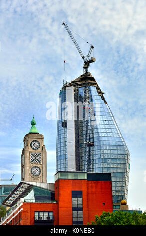 London, England, UK. 'One Blackfriars' or 'The Vase' apartment block under construction near the OXO tower, Southwark (August 2017) Stock Photo