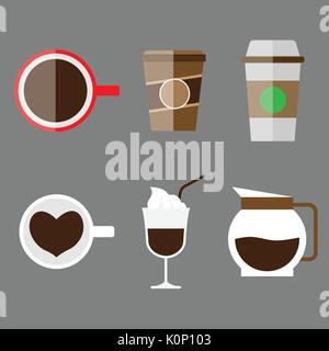 Set of Hot and Cold drink, flat design-Vector Illustration Stock Vector