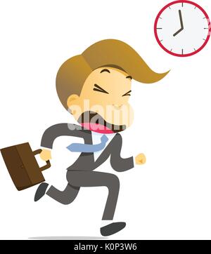 Businessman running with briefcase late to work Stock Vector
