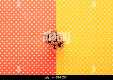 Scholar material to back to school in colored background Stock Photo