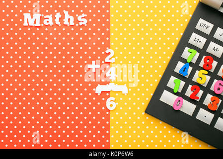 Scholar material to back to school in colored background Stock Photo