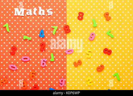 Scholar material to back to school in colored background Stock Photo