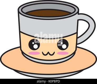 Delicious coffee mug kawaii cute cartoon Vector ilustration Stock ...