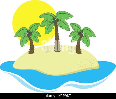 cartoon illustration of tropical island isolated on white, in vector format very easy to edit Stock Vector