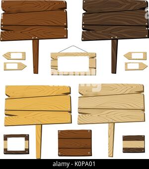 set of signboards and wooden objects isolated on white background, useful for many applications, in vector format very easy to edit, individual object Stock Vector