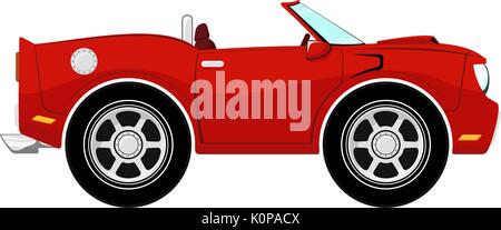 funny red convertible car isolated on white background Stock Vector