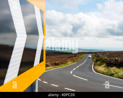 Sharp deviation of route to right on panoramic Slock road Stock Photo