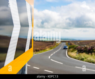 Sharp deviation of route to right on panoramic Slock road Stock Photo ...
