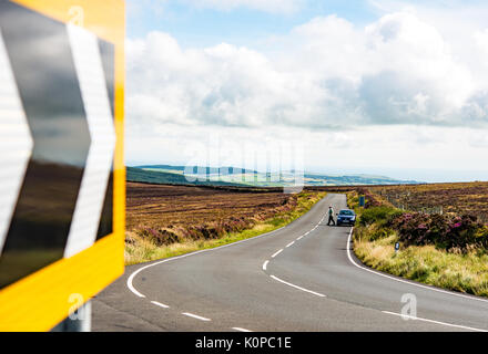 Sharp deviation of route to right on panoramic Slock road Stock Photo ...