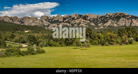 Punta di Quercitella mountain range, from road D 368, near Aiguilles de Bavella, Corse-du-Sud, Corsica, France Stock Photo