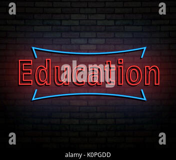3d Illustration depicting an illuminated neon sign with an education concept. Stock Photo