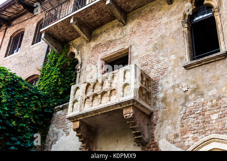 The famous balcony on the house in Verona claiming to be that of Shakespeare's Juliet, from the well know book Romeo & Juliet Stock Photo