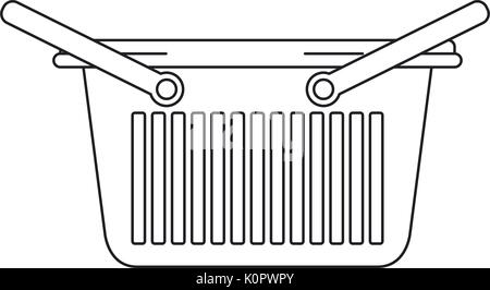 monochrome silhouette of laundry basket with two handles Stock Vector