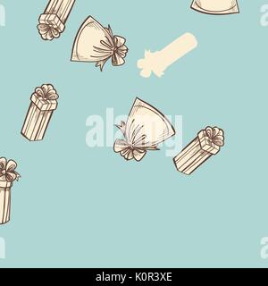 Vintage gift boxes seamless pattern design, vector illustration Stock Vector