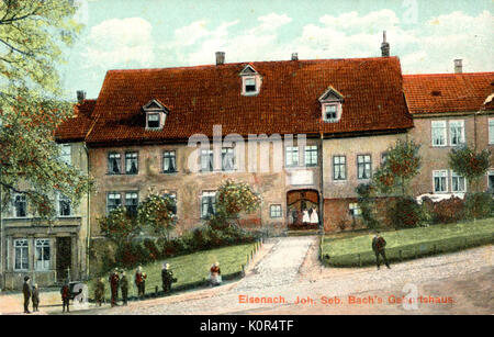 Painting of Johann Sebastian Bach 's  birthplace at Eisenach. German composer & organist, 21 March 1685 - 28 July 1750. Stock Photo