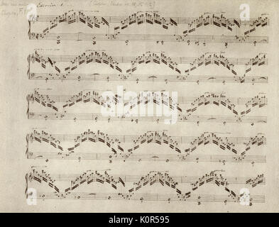 Frederic Chopin  hand written manuscript of Op10 in C Major. Polish composer 1 March 1810 - 17 October 1849.  Score Stock Photo