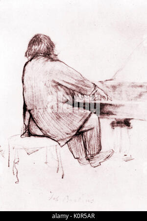 Brahms, J. at piano by Beckerath Johannes Brahms.1833-1897. German composer Stock Photo