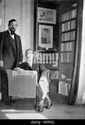 Claude Debussy and Igor Stravinsky, 1910, in the Avenue du Bois de Boulogne, Paris (Debussy's home). IS: Russian composer 1882 - 1971. CD: French composer 1862 - 1918. Stock Photo