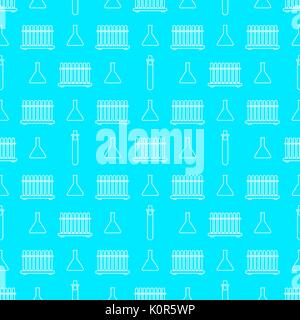 Chemistry seamless pattern with white line beakers. Vector illustration Stock Vector