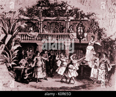 'Carmen', opera by the French composer Georges Bizet.  Scene from the premiere in  Paris, 3rd March 1875. French composer, 25 October 1838 - 3 June 1875 Stock Photo