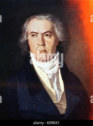 Beethoven, Ludwig van.  By Waldmuller F.G. in 1823. Portrait executed after one sitting.  B was'impatient with every passing minute,fuming & foaming around the room' Beethoven 1770-1827 German Composer. Ferdinand Georg Waldmüller 1793-1865 Stock Photo