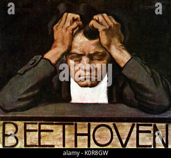 BEETHOVEN, Ludwig van - head in hands Ludwig van Beethoven. German composer 1770-1827 Stock Photo